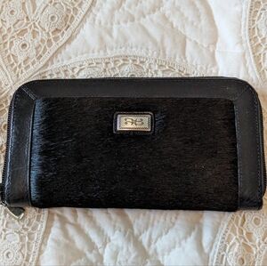NWT BRIGHTON Thompson Ziparound Black HORSE Hair & Black Leather Zip Wallet